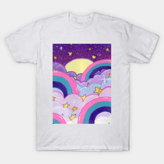 Rainbow Clouds T-Shirt by LittleGreenHat